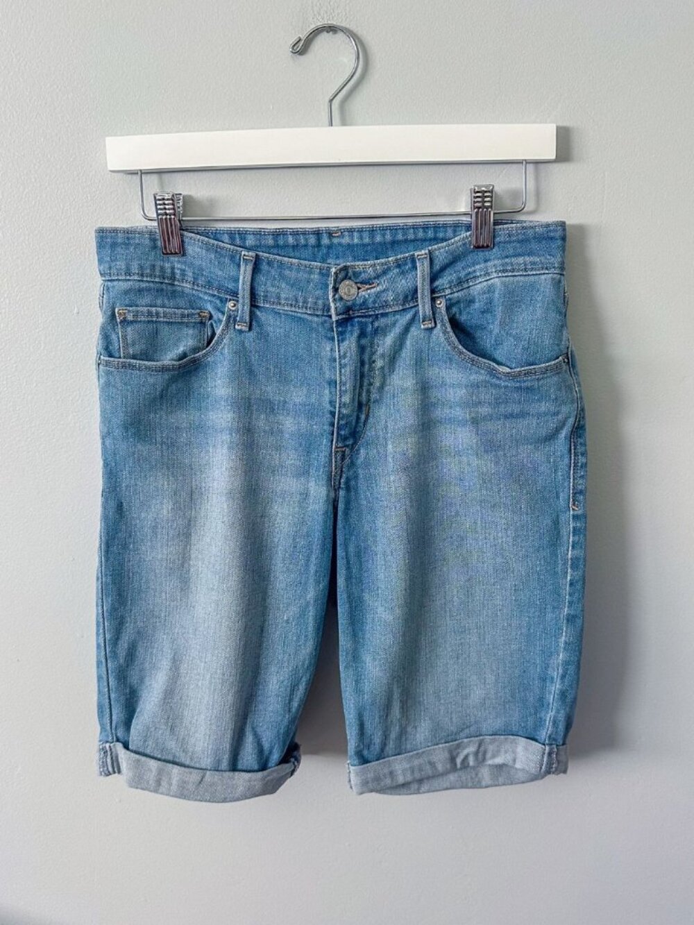 Levi's Denim Bermuda Shorts with Rolled Hem